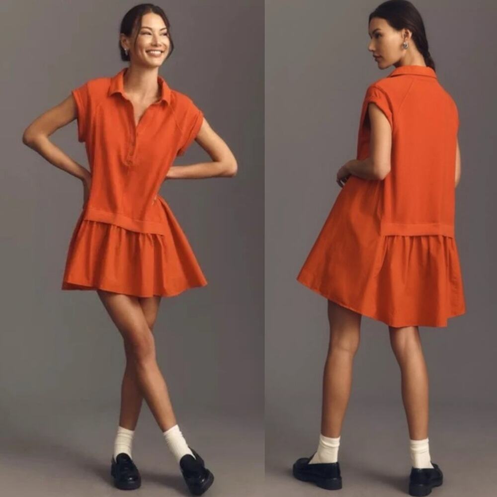 Daily Practice Anthro Offsides Mini Dress in Bright Red oversized preppy size M